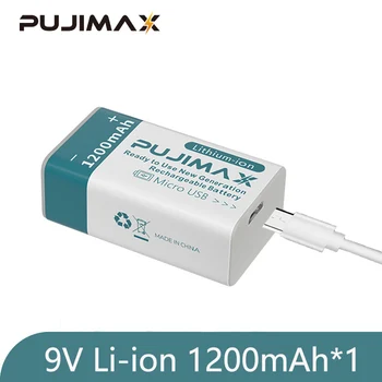 PUJIMAX 1Pcs 9V 1200mAh Li-ion Įkraunama Baterija, Micro USB Baterijas Multimetras Mikrofonas, Nuotolinio Valdymo Žaislas Massager