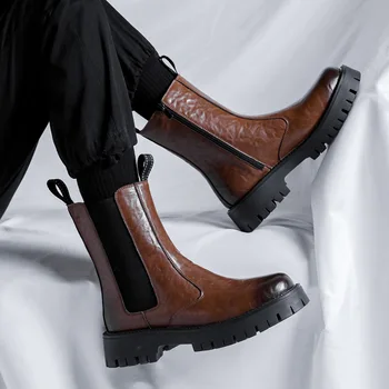 italų prekės ženklo dizaineris aukštų kaminų, batai, vyrams mados natūralios odos batai šalies klubą platforma įkrovos ilgai 