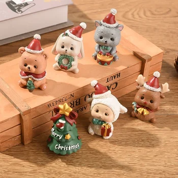 Miniatiūriniai Lėlių Kalėdų Mielas Smulkių Gyvūnų Apdailos Animacinių Filmų Christma Dovana Lėlės Namas Priedai