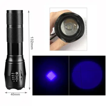GM 3W LED 365nm 395nm UV zoom 18650 UV žibintuvėlis Mini Linterna UV gali aptikti produktai kūdikiams, kaukė liuminescencinės agentas, naminių gyvūnų šlapime