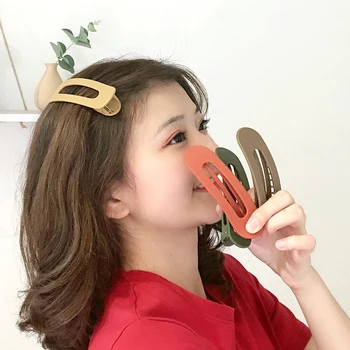 Mados Geometrinis Plaukų Įrašą Moterų Saldainiai Spalvos Matinis Staigius Korėja Akrilo Barrettes Mergaičių Didelis Duckbill Įrašą Plaukų Aksesuarai