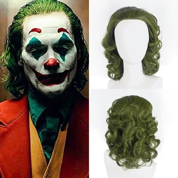 Anime Filmo Joker Cosplay Perukai Sintetinių Plaukų Bžūp Helovinas Šalis Sumaišyti Klounas Žalia Trumpi Garbanoti Plaukai Etapo Rezultatus Perukai Dovana