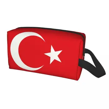 Kelionės Vėliava, Turkija, tualetinių reikmenų Krepšys Nešiojamų Patriotizmo Makiažas Kosmetikos Organizatorius Moterų Grožio Saugojimo Dopp Rinkinys Atveju