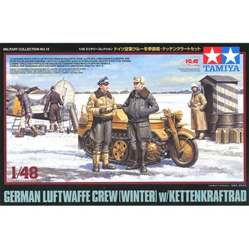 Tamiya 32412 1/48 vokietijos Luftwaffe Įgulos(Žiemą)w/Kettenkraftrad Pav Kareivis Karinių Žaislų Plastikiniai Modelis Pastato Surinkimo Rinkinys