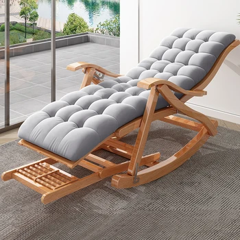 Kambarį Lankstymo Supamasis Fotelis atsipalaiduoti Saulės gultais Plauko nešiojamų suaugusiųjų Bambuko Recliner kėdės, ergonomiškas Balkonas tingus Baldai
