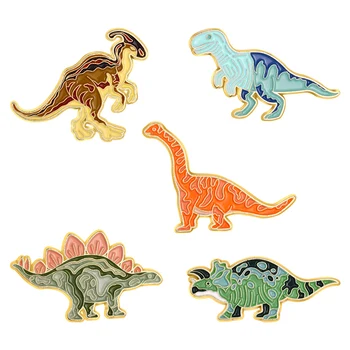 Dinozaurų Emalio Smeigtukai Dino Triceratopsas Stegosaurus Sagės Ženklelis Animacinių filmų Gyvūnų Papuošalai, Aksesuarai Dovanos Vaikams Draugas
