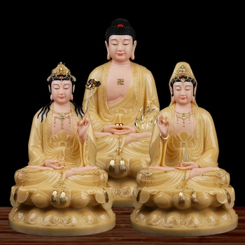 3P NAMŲ šventovė dekoro kulto apsaugos Aukšto rango Jade XI FANG SANSHENG Budos statula Amitabha Guanyin Manjusri bodhisatvos