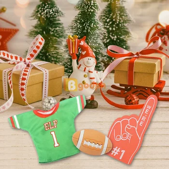 Miniatiūriniai Lėlių Scenos Regbio Jersey Vienu Pirštu Padengti Kalėdų Elf Lėlės Drabužių Priedai Vaikams Apsirengti, Žaislai