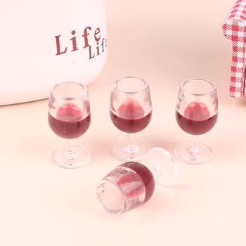 4Pcs Mini Raudonojo Vyno Taurės Modeliavimas Baldai Vyno taurė Goblet už Doll House Dekoro 1/12 Miniatiūriniai Lėlių Priedai