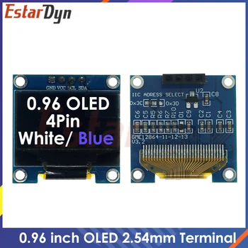 0.96 colių OLED RoHS Modulis 2.54 mm jungtis Terminalų IIC I2C Bendrauti Balta/Mėlyna Spalva 128X64 0.96