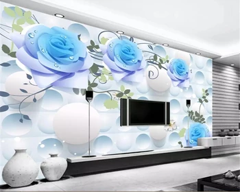Custom foto tapetai, freskos 3D fantasy blue rose stereo TV fono sienos sienos dokumentų namų dekoro tėtis peint freskos