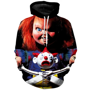 Chucky Siaubo Filmo Personažai 3D Atspausdintas Mens Rudenį Hoodie Palaidinukė Unisex Atsitiktinis Zip Striukė Helovinas Puloveris KJ630