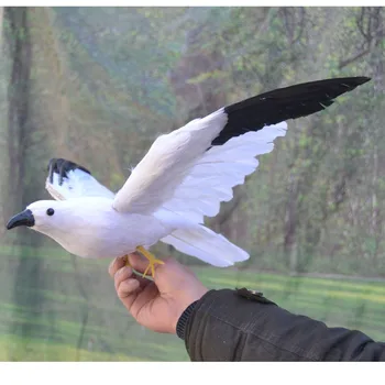 naujas realus gyvenimas Žuvėdra modelis putų&plunksnų juoda sparnus žuvėdra paukščių lėlė apie 32x50cm d0139
