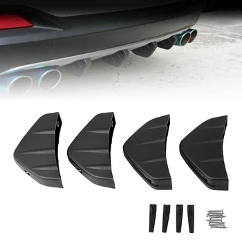 4pcs Universalus Ryklių Pelekai Stiliaus Juodos Apatinės Galinės Automobilio Buferio Aptakas Splitter Sparno Lūpų Difuzorius Modifikuotų Rinkinys Apdaila