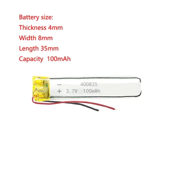 Aukštos Kokybės Įkraunamos Ličio mažo Dydžio Baterija Slim Li-Po Ląstelių 400835 3.7 v 100mah Akinių,Belaidę Tws Bluetooth Vadovai