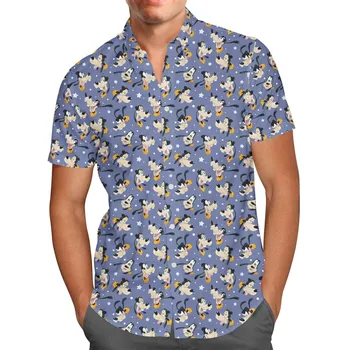 Goofy Šuo Havajų Marškinėliai Vyrams 2023 Vasaros Naujus Marškinius Mados Disney Įkvėpimo Vyrų Mygtuką Trumpas Rankovės Vaikams Paplūdimys Marškinėliai