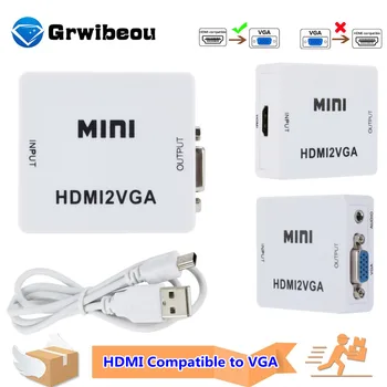 Grwibeou Mini HDMI Suderinamus VGA Konverteris Nešiojamas Vaizdo Langą Audio Adapteris 1080P Už Notebook PC HDTV Projektorius HDMI Į VGA