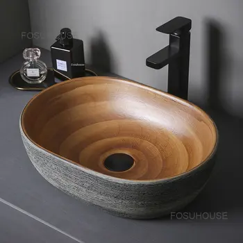 Namų ūkio Ovalo formos Vonios Kriauklės Kūrybos Skalbimo Baseino Keramikos santechniką Modernios šviesos Prabangių Virtuvės Nusiplauti rankas, Kriauklės Z