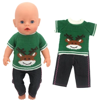 43cm Baby Doll, Drabužiai, Džemperis+Džinsai 17-18inch Lėlės Drabužiai, Apranga Naujas Kūdikis Gimė Priedai Nendoroid Drabužius Kalėdų Dovanos