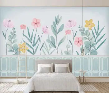 beibehang užsakymą Šiuolaikinės šiaurės šalių žalieji akvarelė lapai, gėlės, augalai, foto tapetai, vaikų kambarys fono sienos popieriaus