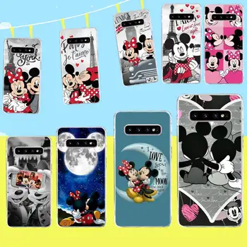 Animacinių filmų Mickey ir Minnie Mouse Telefono dėklas Samsung S9 plus S5 S6 S7 krašto S8 S10 plius
