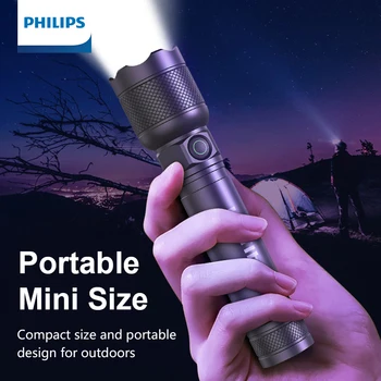 Philips Portable Žibintuvėlis 550 Liumenų Įkraunamas LED Žibintuvėlis su Aliuminio Lydinio Medžiaga savigynos, Kempingas, Žygiai