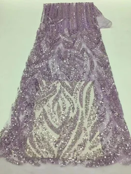 2023 Violetinė Afrikos Blizgančiais Nėrinių Audinio Prabangių Prancūzijos, Nigerijos Zawalcowany Akių Nėrinių Audinys, Aukštos Kokybės Vestuvių Suknelė