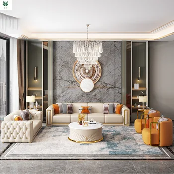 Moderni odinė sofa-lova, gyvenamasis kambarys, medžio masyvo baldai, vila, didelis namas, viso paketo, italijos stiliaus prabangūs sofa, paprastas com