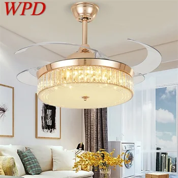 WPD Ventiliatorius Šviesos Nematomas Aukso Prabangos Kristalų LED Lemputė Su Nuotolinio Valdymo Šiuolaikinių Namų