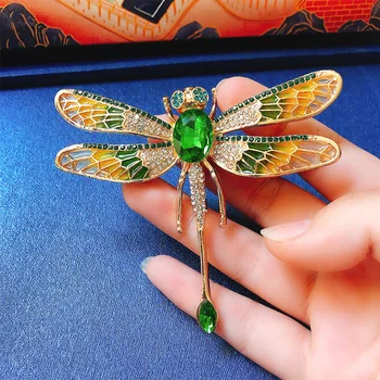 Dragonfly kalnų krištolas Didelis Kaištis Naujų Vabzdžių sagė Mados Skara Megztinis Asmeniniams Aukštos Klasės Krūtų Gėlių Priedai
