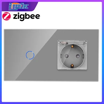Bingoelec ZigBee Jungiklis Touch Smart šviesos Jungiklių su ES Vandeniui Lizdas Sienos Realizavimo Google, Alexa Tuya App Kontrolės