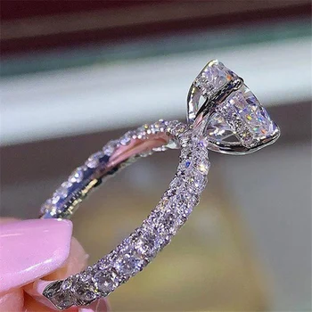 Mados Moterų Papuošalai Žiedas Elegantiškas Cirkonio Kristalų Žiedas Moterims Priedai Nuotaka Vestuves Žiedas Dovana