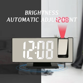 Skaitmeninis Protingas Žadintuvas Žiūrėti Lentelėje Elektroninių Darbalaukio Laikrodžius, USB Pabusti Laikrodis su 180° Laiko Projektorius Snausti