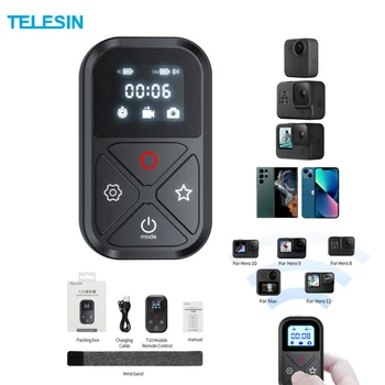 TELESIN 80M Bluetooth Nuotolinio Valdymo GoPro Hero 11 10 9 8 Max 11 Mini Su Riešo Dirželis, Išmaniųjų Telefonų Priedai Gopro
