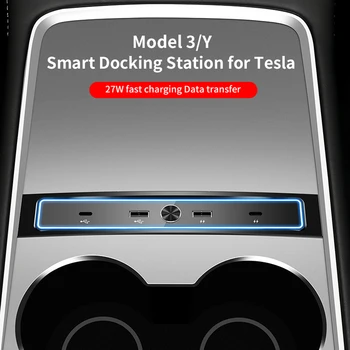 Multiport Hub Docking Station Tesla Model 3/Y Automobilių Konsolė Greitas USB Įkroviklis Automobilių Konsolė Automobilių Reikmenys