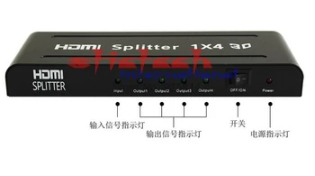 dhl, ar avs 20pcs Mini HDMI Suderinamus Splitter 1X4 4 Port Hub Kartotuvas Stiprintuvo v1.4 3D 1080p 1 iš 4 