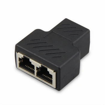RJ45 Ethernet išplėtimo kabelinio Tinklo sąsajos Tinklo kabelio jungtis butt bendros Adapteris 2 in 1 konversijos galvos Splitter